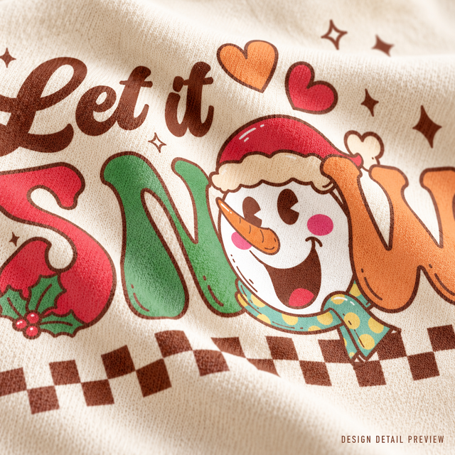Illustrative close-up design preview of Let It Snow Shirt on natural fabric