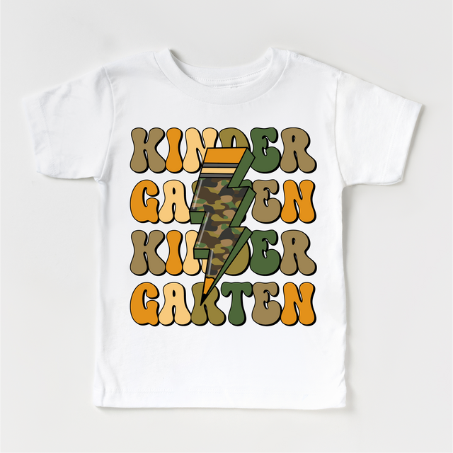 Kindergarten Camo Lighting Bolt Shirt - Back To School Tee