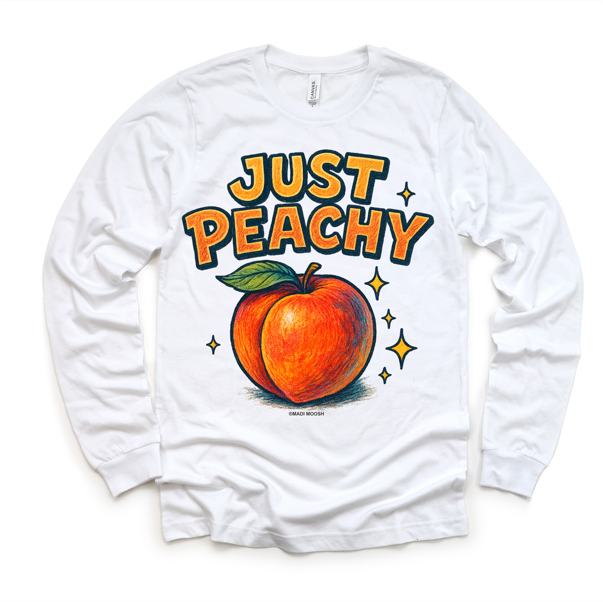 Just Peachy Fruit design on a long sleeve shirt.