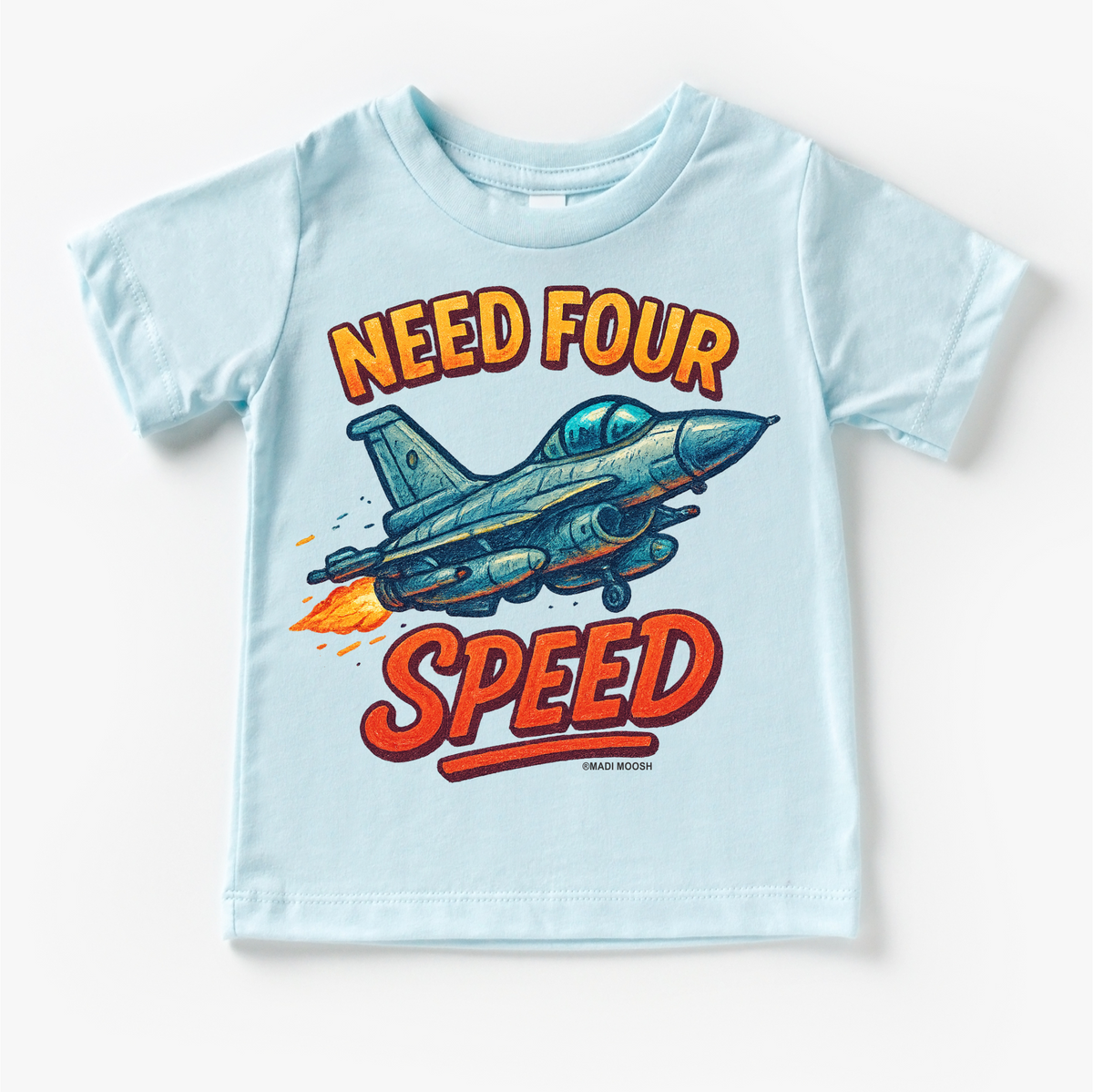 Need Four Speed Airplane Birthday design on a blue garment.
