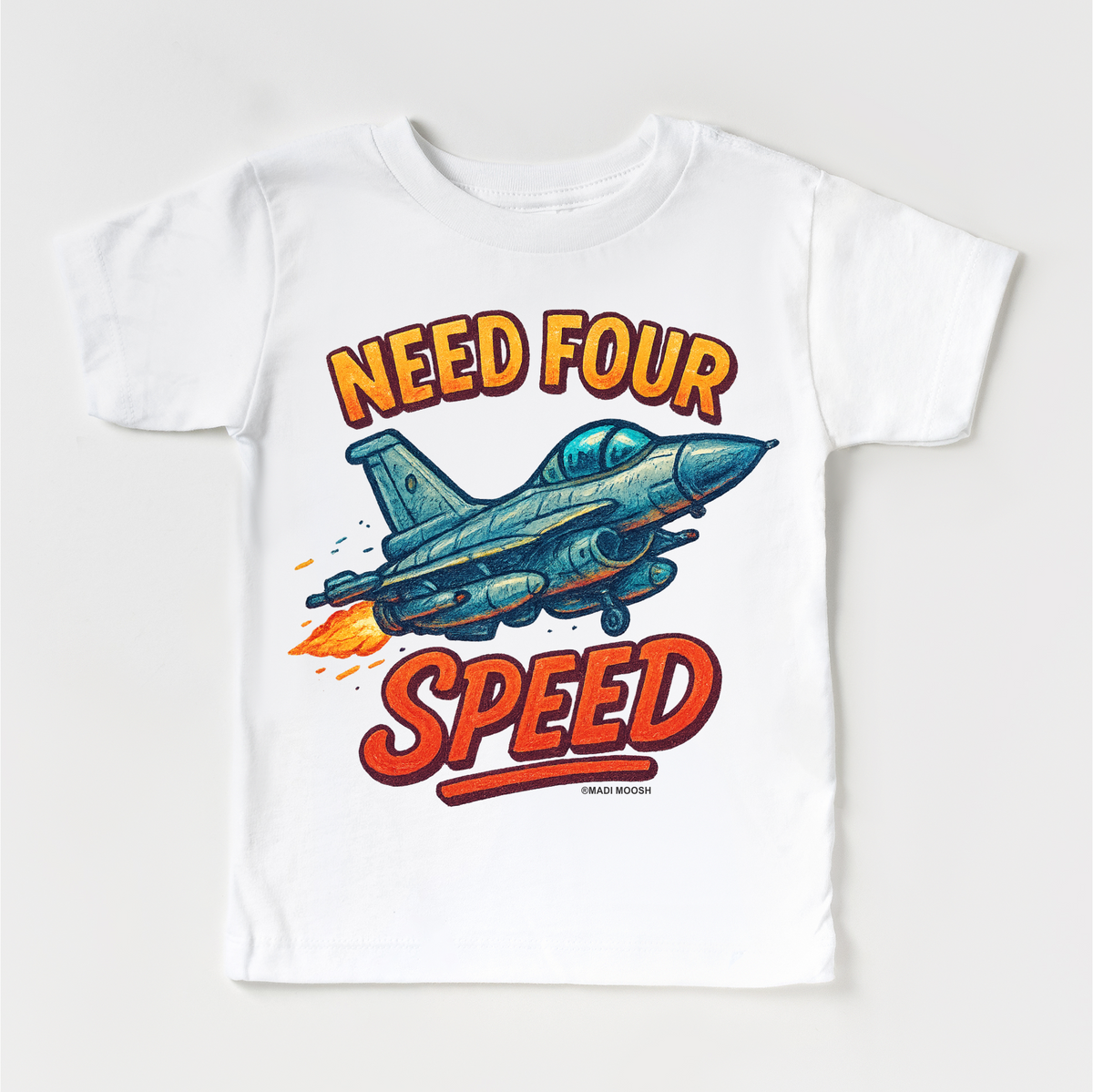 Need Four Speed Airplane Birthday design on a white garment.