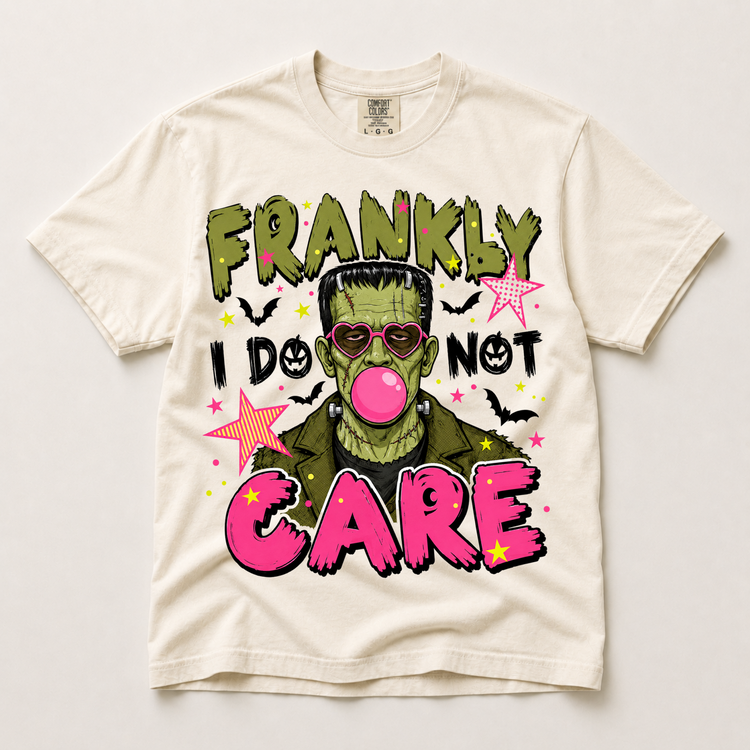 Frankly I Do Not Care Shirt, Funny Frankenstein Halloween Graphic Comfort Colors Tee