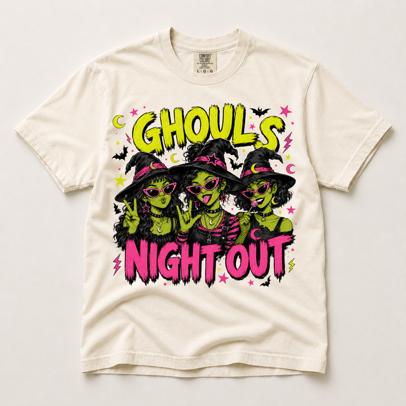 Ghouls Night Out Shirt, Funny Halloween Witch Group Graphic Comfort Colors Tee