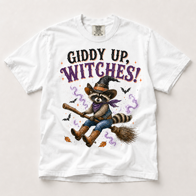 Giddy Up Witches Shirt in white