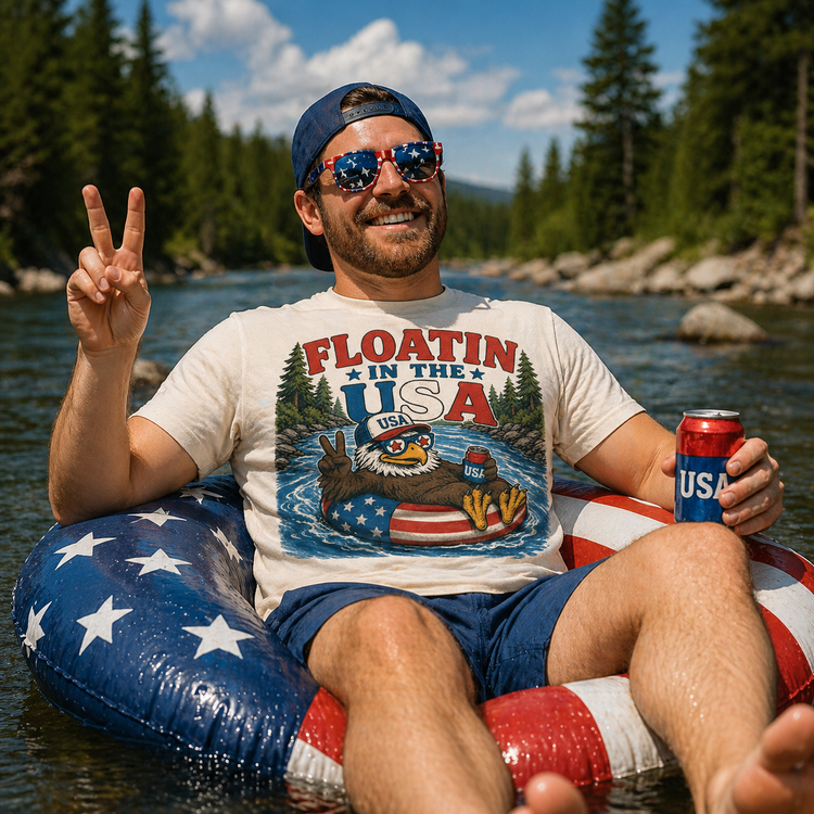 Floatin in the USA Shirt | Funny Patriotic River Float Tee | 4th of July American T-Shirt