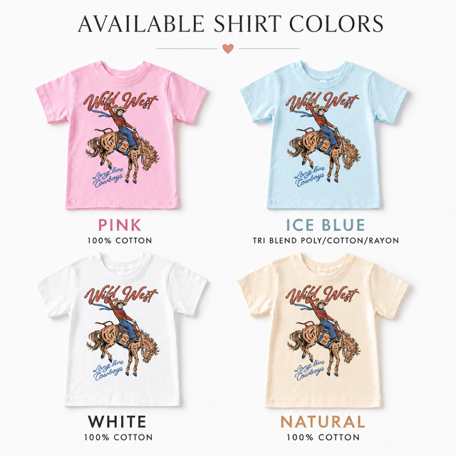 Wild West Cowboy Shirt, Kids Rodeo Horse Tee, Long Live Cowboys T-Shirt