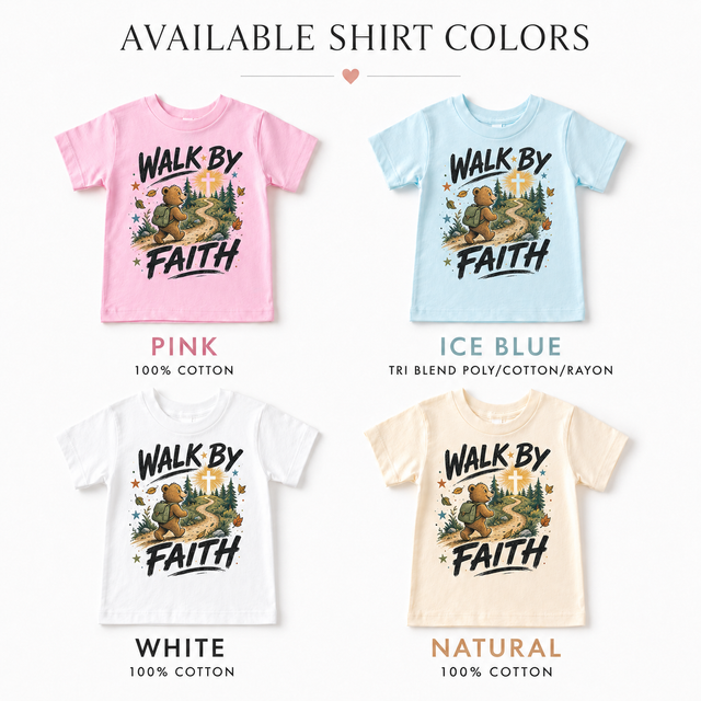 Walk By Faith Kids Shirt, Christian Bear Hiking Tee, Outdoor Religious Toddler Gift