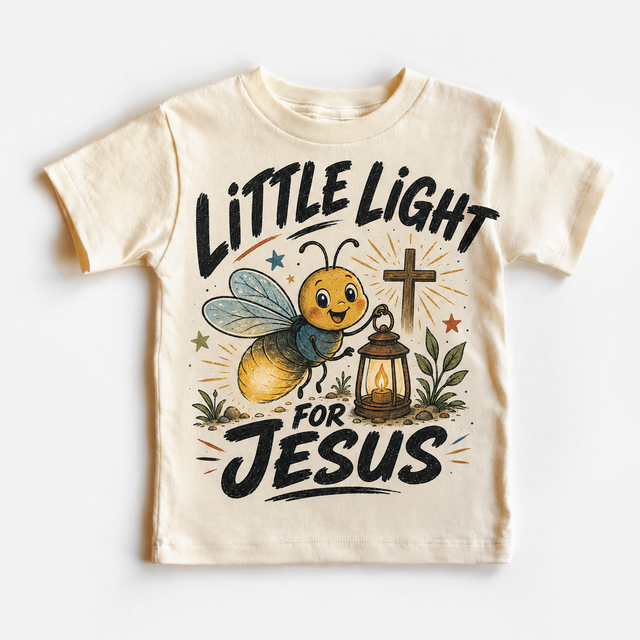 Little Light for Jesus Kids, Christian Firefly, Faith Toddler, Religious Gift graphic T-shirt by Madi Moosh