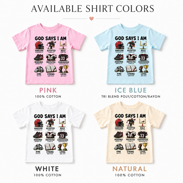 God Says I Am Football Shirt, Christian Football Tee, Boys Faith Based Sports Shirt, Bible Verse Football Graphic Tee