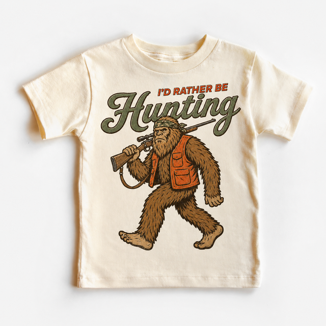 I’d Rather Be Hunting, Bigfoot Hunter, Sasquatch Outdoors Gift graphic T-shirt by Madi Moosh