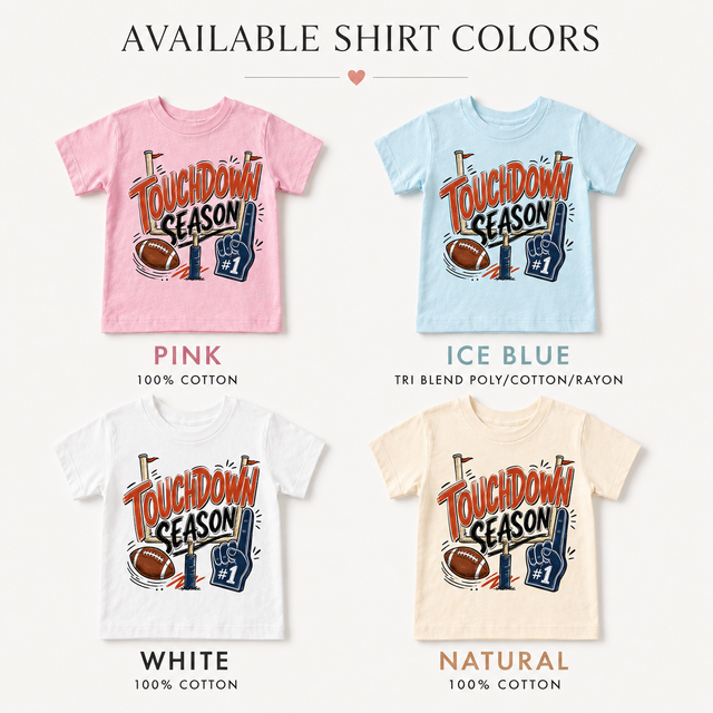 Touchdown Season Kids Football Shirt, Boys Game Day Tee, Fall Sports Graphic Top