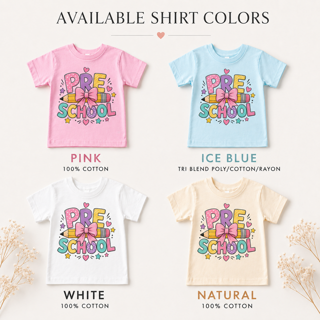 Preschool Pencil Bow Shirt | Girls Back to School Tee