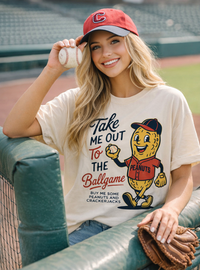 Take Me Out to the Ballgame Graphic Tee | Vintage Baseball Shirt | Game Day Boutique T-Shirt | Retro Sports Graphic Tee | Unisex Oversized Fit