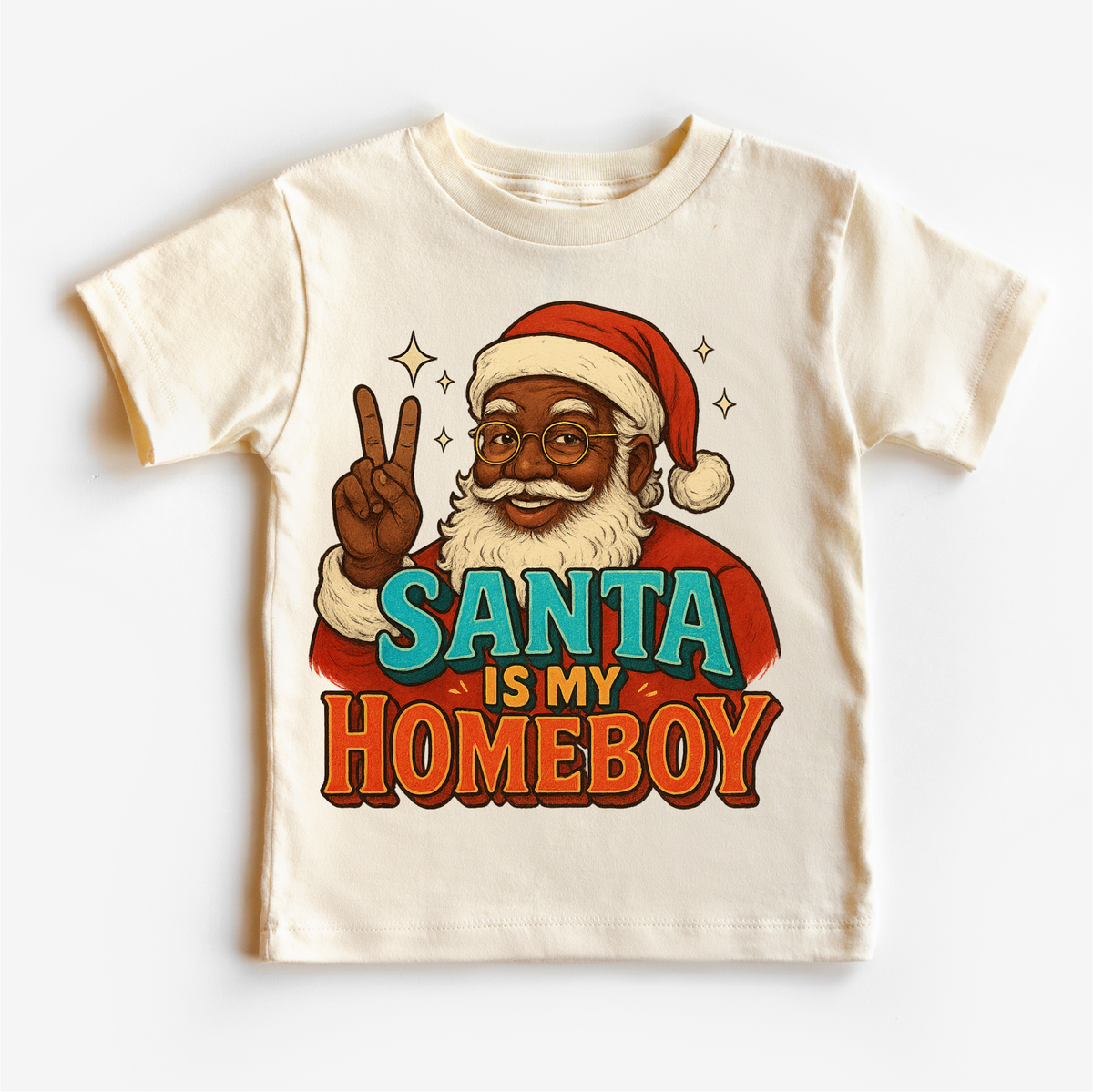 Santa Is My Homeboy Black Santa Natural kids T-shirt