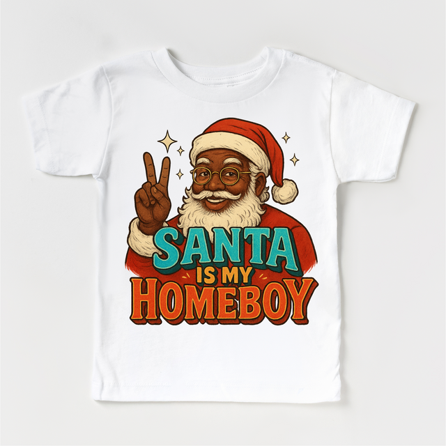 Santa Is My Homeboy Christmas Shirt - Black Santa Tee