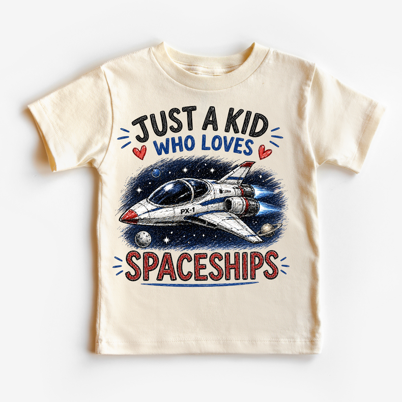 Just a Kid Who Loves Spaceships Kids | Space Rocket for Boys & Girls graphic T-shirt by Madi Moosh