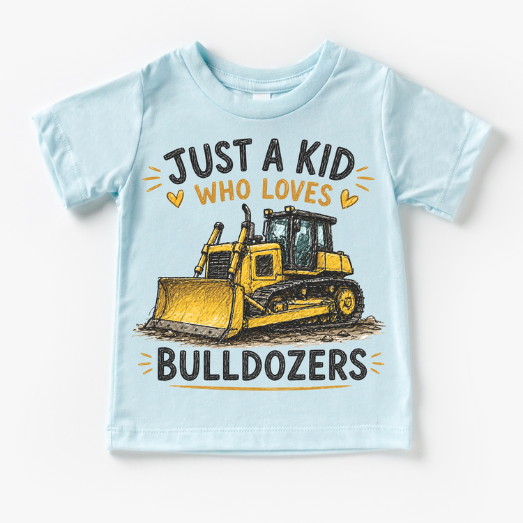 Just a Kid Who Loves Bulldozers Kids Graphic T-Shirt | Construction Bulldozer Tee for Boys & Girls (Copy)