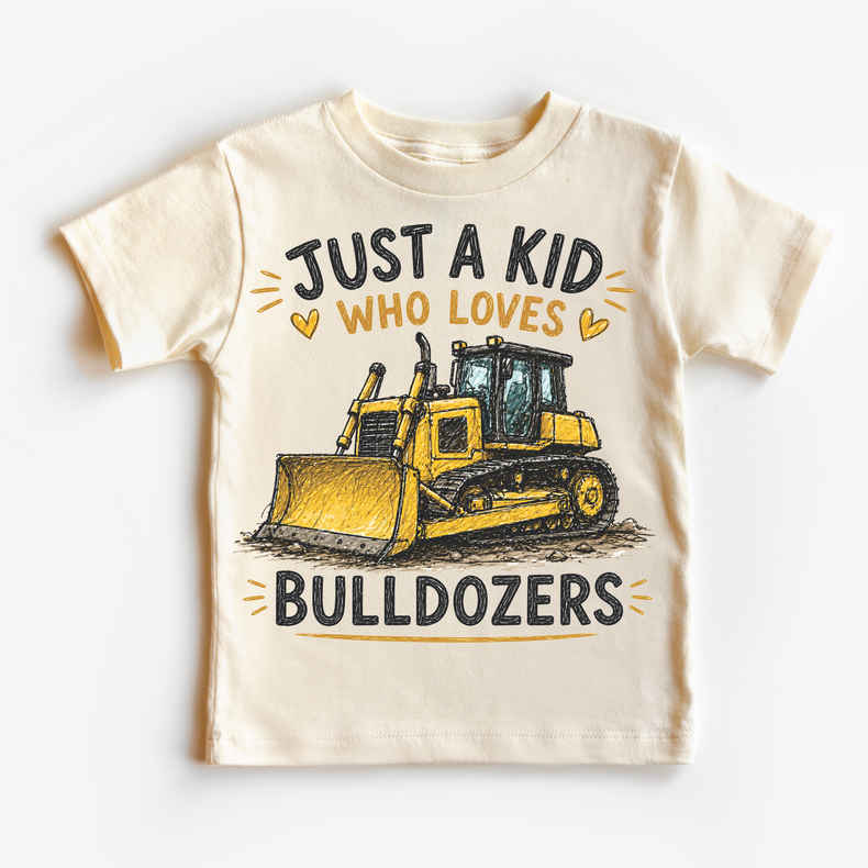Just a Kid Who Loves Bulldozers Kids | Construction Bulldozer for Boys & Girls graphic T-shirt by Madi Moosh