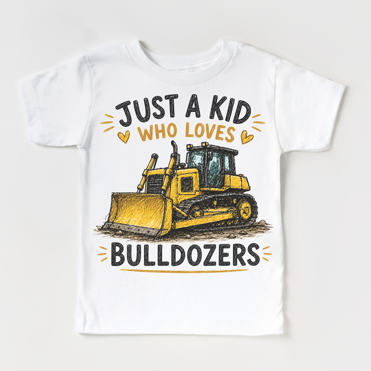 Just a Kid Who Loves Bulldozers Kids Graphic T-Shirt | Construction Bulldozer Tee for Boys & Girls (Copy)