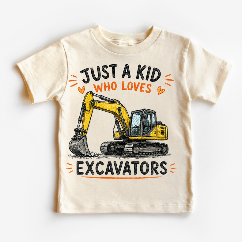 Just a Kid Who Loves Excavators Kids | Construction Excavator for Boys & Girls graphic T-shirt by Madi Moosh