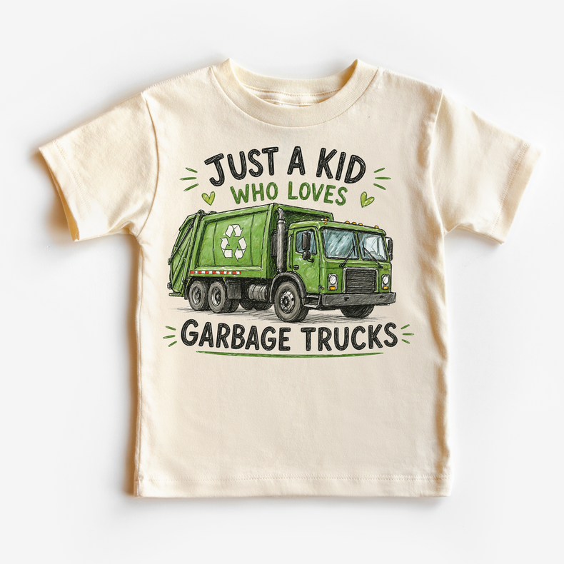 Just a Kid Who Loves Garbage Trucks Kids | Recycling Truck for Boys & Girls graphic T-shirt by Madi Moosh