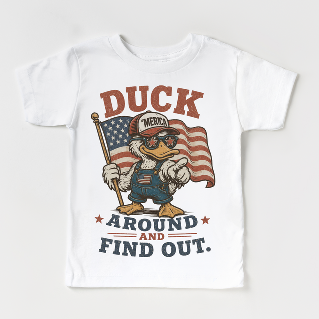 Duck Around and Find Out Kids Shirt | Funny Patriotic Duck Tee | 4th of July Kids Shirt