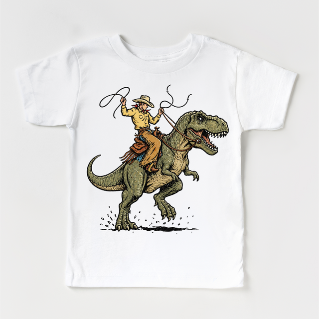 Cowboy Riding Dinosaur Shirt, T-Rex Cowboy Tee, Western Dino Kids Shirt, Funny Rodeo Dinosaur Shirt, Vintage Kids Graphic Tee