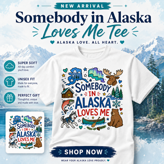 Somebody In Alaska Loves Me Kids Graphic Tee, Alaska State Pride Shirt
