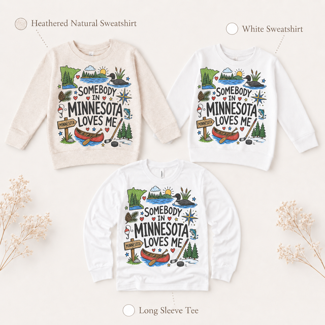 Somebody in Minnesota Loves Me Kids T-Shirt | Minnesota Toddler Tee | State Souvenir Shirt | Lake Life Graphic Tee