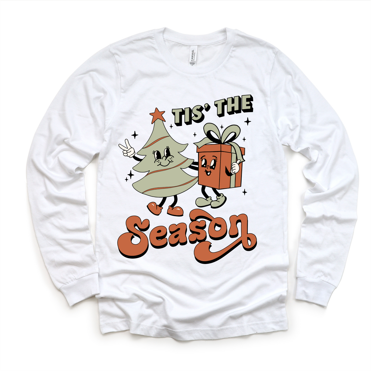 Tis The Season Christmas T-Shirt- Kids Christmas design on a long sleeve shirt.