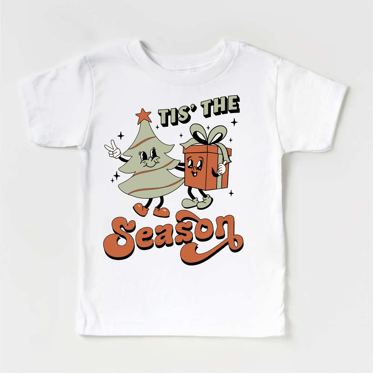 Tis The Season Christmas T-Shirt- Kids Christmas design on a white garment.