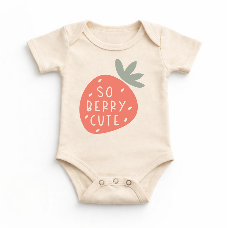 So Berry Cute Stawberry Bodysuit - Baby Bodysuit - Madi Moosh Boutique