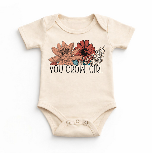 You Grow Girl Floral Boho Bodysuit - Baby Bodysuit - Madi Moosh Boutique