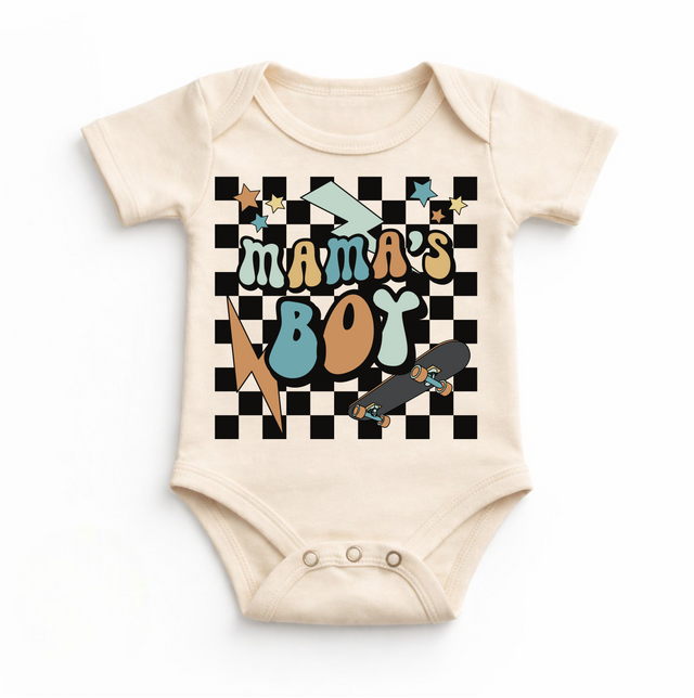 Mama's Boy Skateboard Retro Bodysuit - Baby Bodysuit - Madi Moosh Boutique
