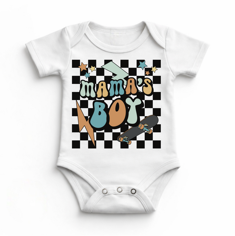 Mama's Boy Skateboard Retro Bodysuit - Baby Bodysuit - Madi Moosh Boutique