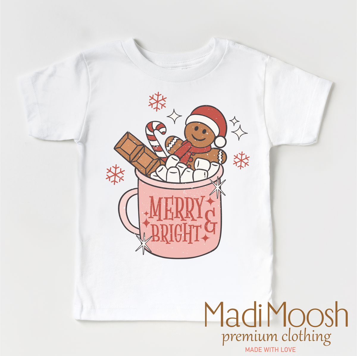 Merry and Bright Christmas White shirt mockup