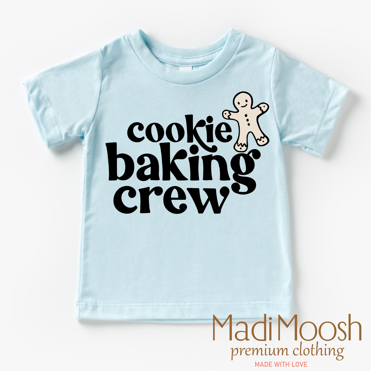Gingerbread Cookie Baking Crew design on a blue garment.