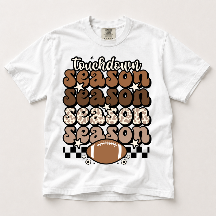Touchdown Season Graphic T-Shirt, Retro Football Game Day Tee Printed On Comfort Colors