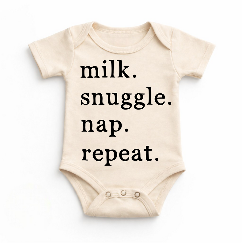 Milk Snuggle Nap Repeat Bodysuit - Baby Bodysuit