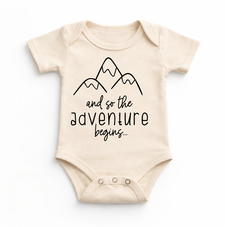 And The Adventure Begins Outdoor Camping Bodysuit - Baby Bodysuit - Madi Moosh Boutique