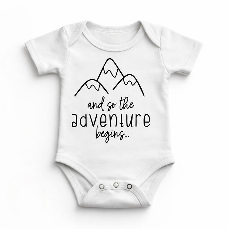 And The Adventure Begins Outdoor Camping Bodysuit - Baby Bodysuit - Madi Moosh Boutique