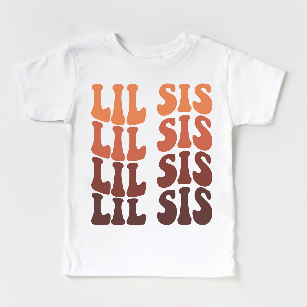 Retro Lil Sis Siblings Family design on a white garment.