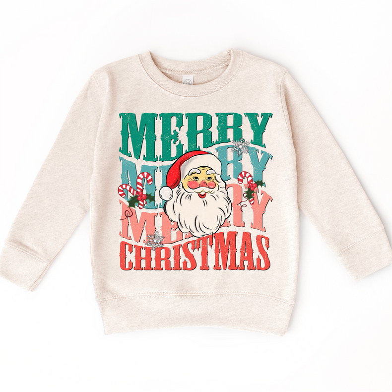 Merry Merry Christmas Santa Toddler Sweatshirt - Kids Christmas Sweatshirt