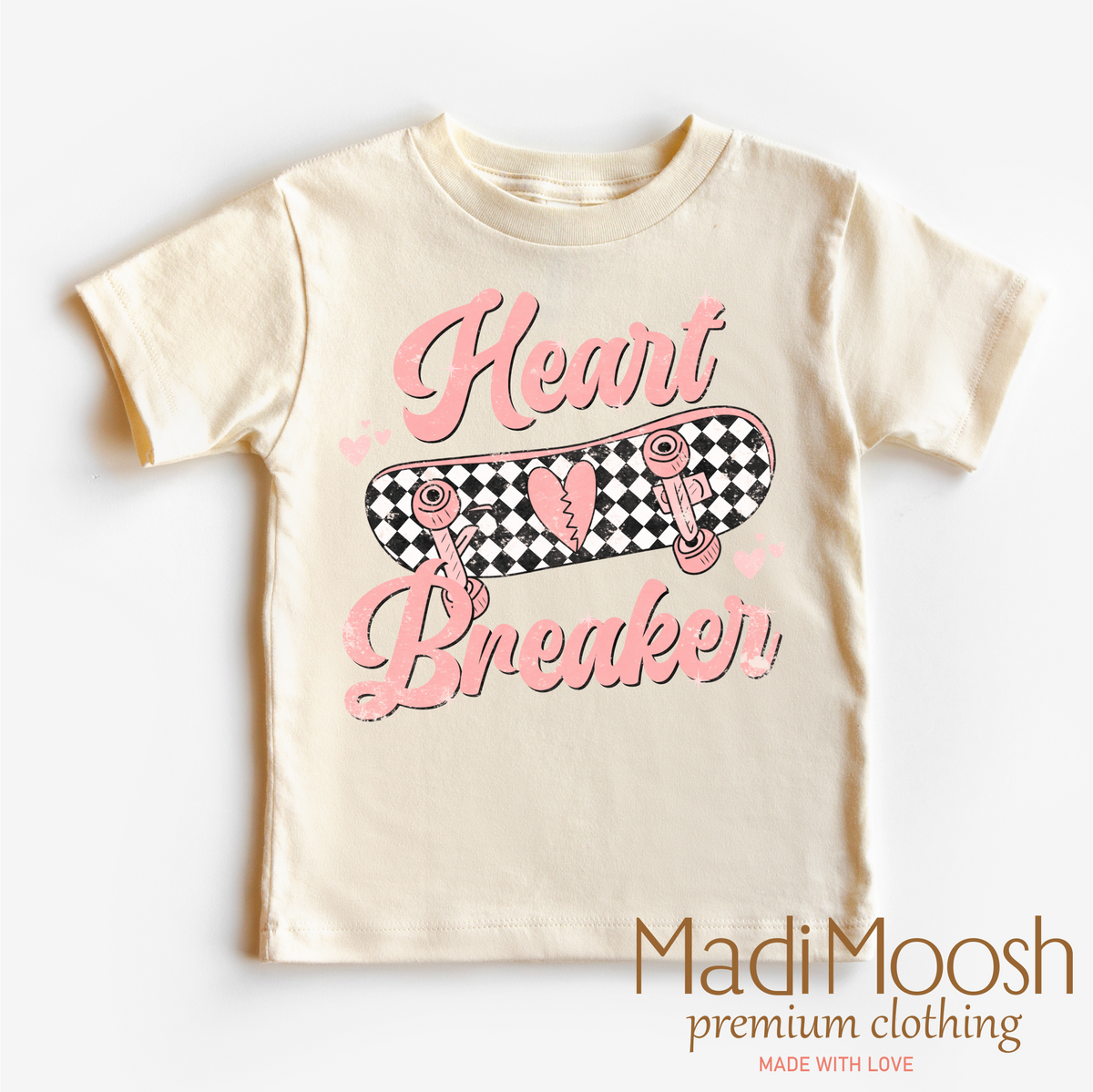 Heart Breaker Skater Valentine graphic T-shirt by Madi Moosh