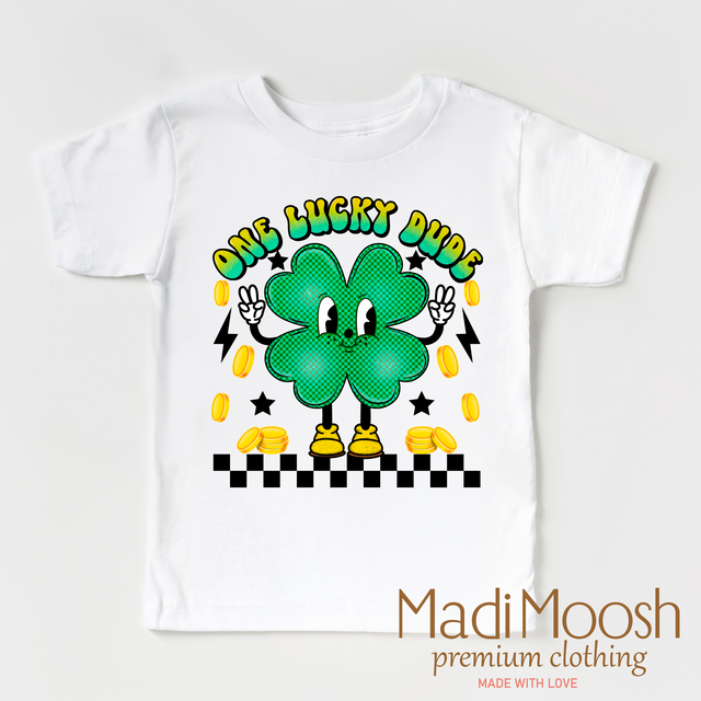 One Lucky Dude Retro St. Patrick's Day Shirt - Kids St Patrick's Day Tee