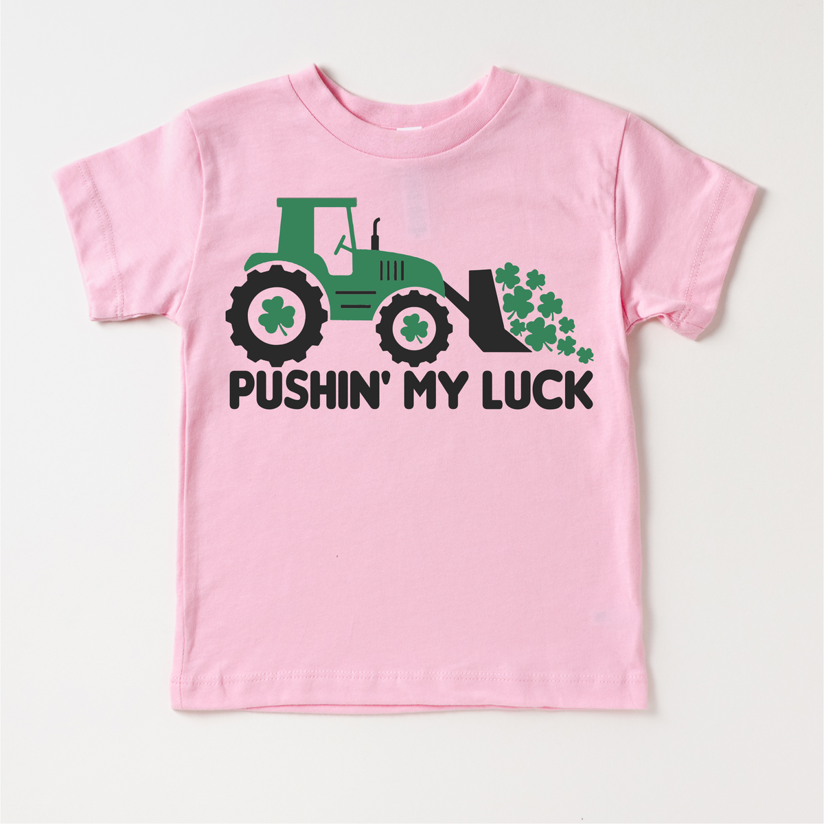 Pushing My Luck St. Patrick's Day Tractor Shirt - Kids Irish Tee - Madi Moosh Boutique
