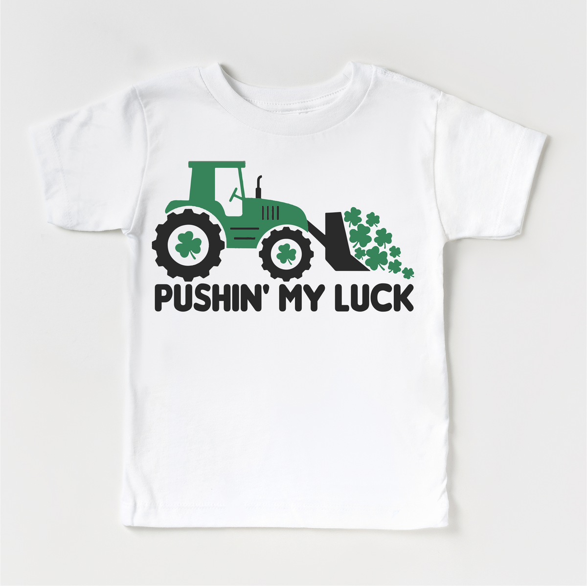 Pushing My Luck St. Patrick's Day Tractor Shirt - Kids Irish Tee - Madi Moosh Boutique