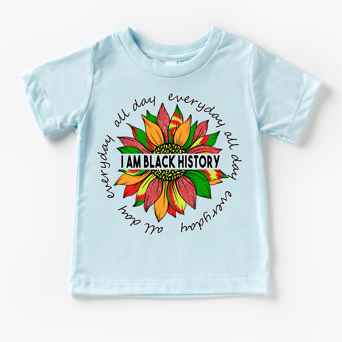 I Am Black History design on a blue garment.