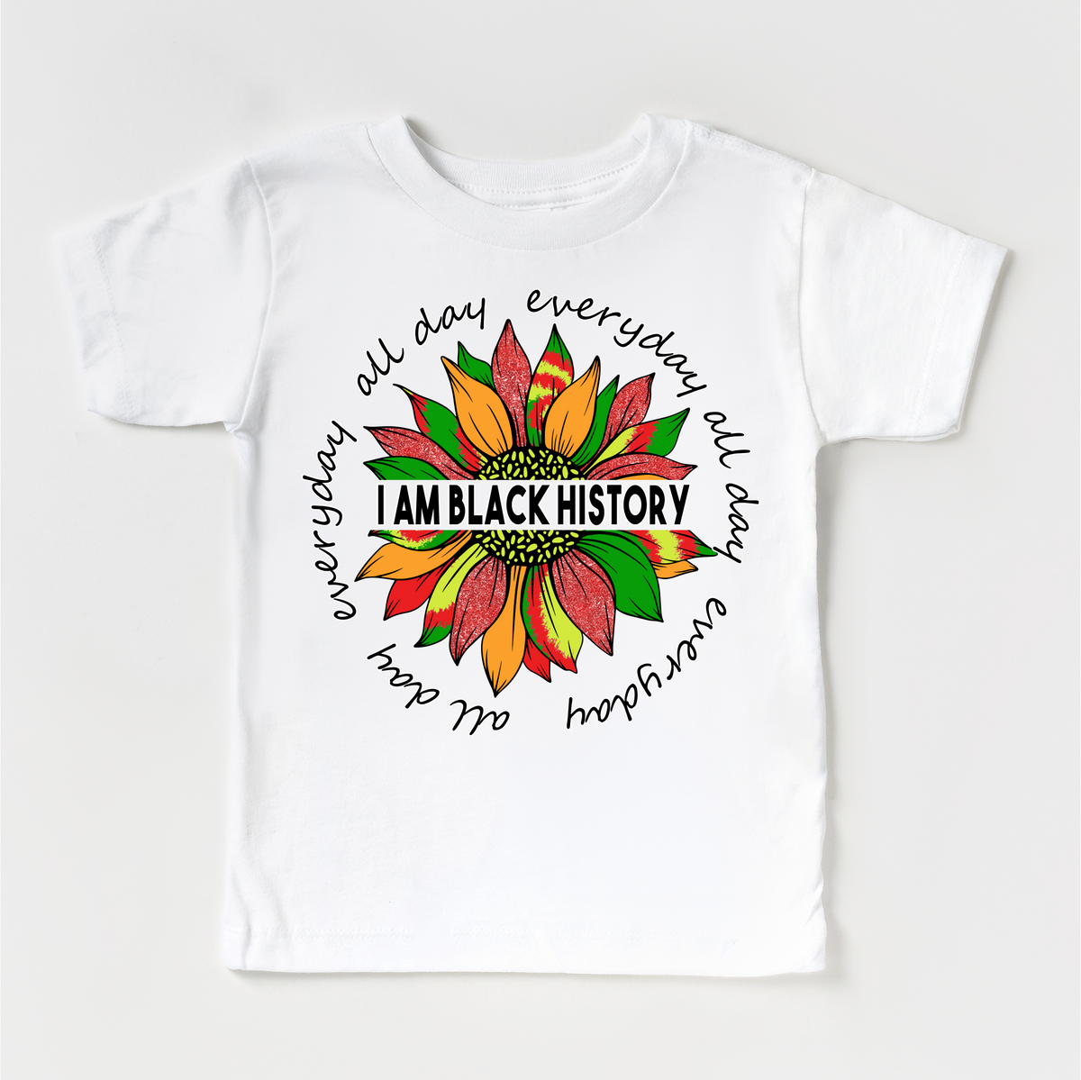 I Am Black History design on a white garment.