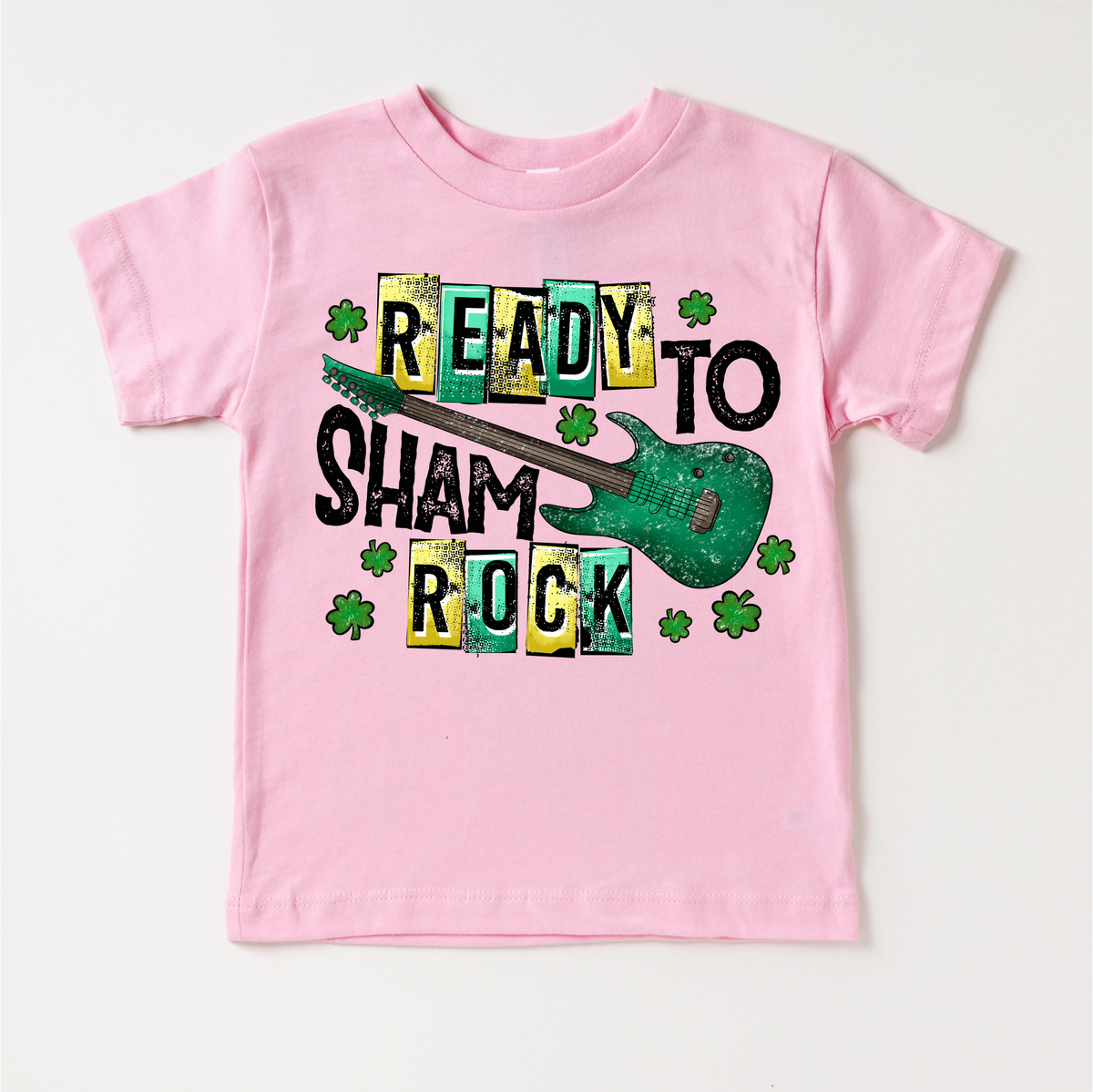 Ready To Shamrock St. Patrick's Day design on a pink garment.